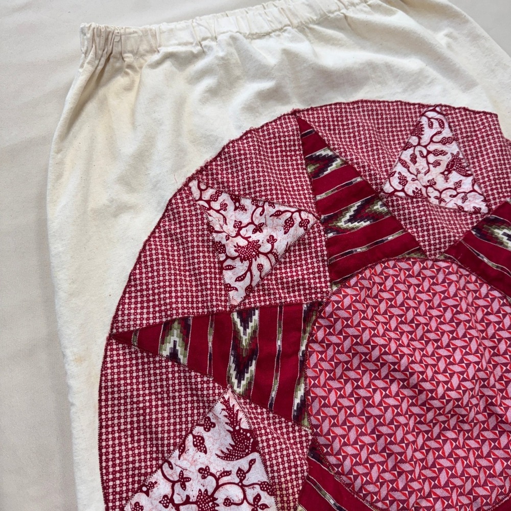Vintage 70's Glen of Michigan Red Cream Patchwork Star Maxi Skirt Medium READ - Picture 13 of 16